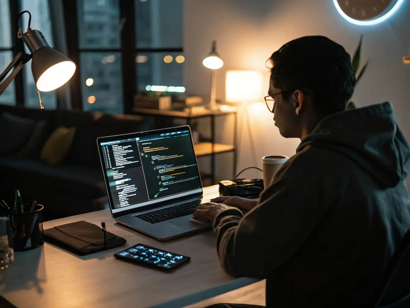 An image showing a developer working on a custom software interface on a computer screen, highlighting the creation of tailored solutions.