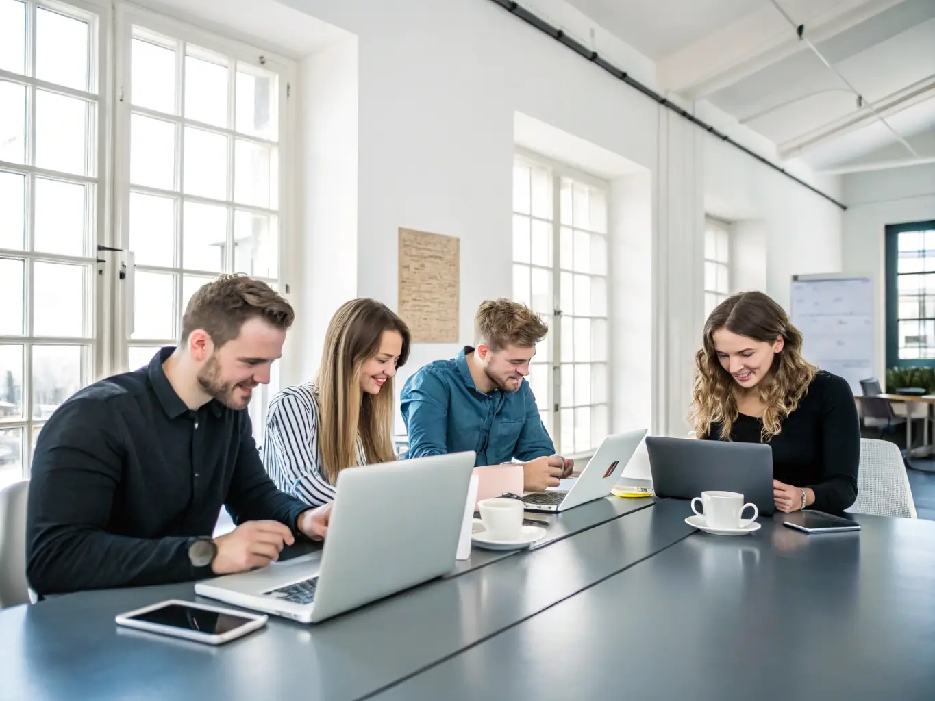 A professional team collaborating on custom software development, showcasing Vastnet Systems Limited's expertise in creating tailored solutions for businesses.